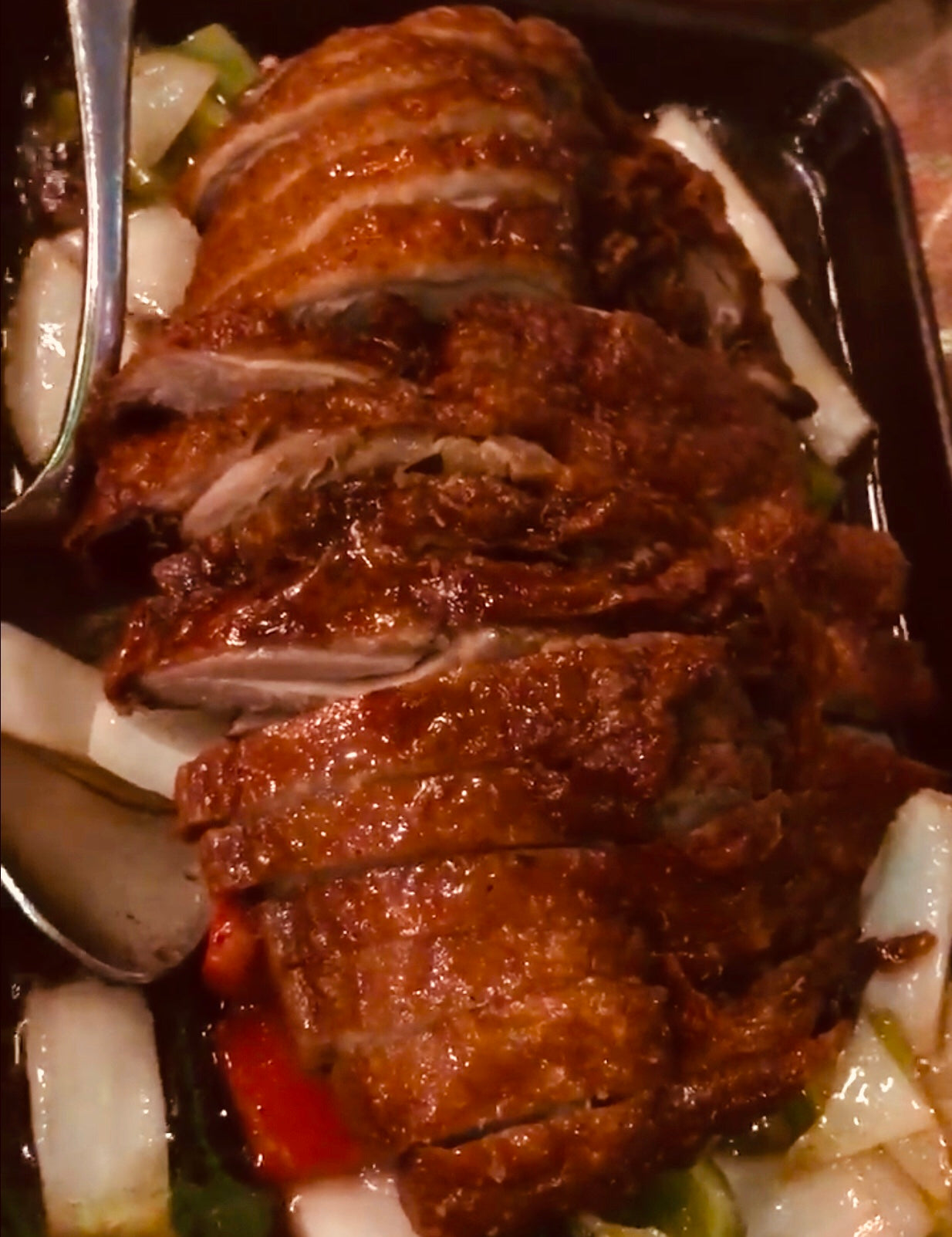 PATO Asado con cebolla A LA PLANCHA