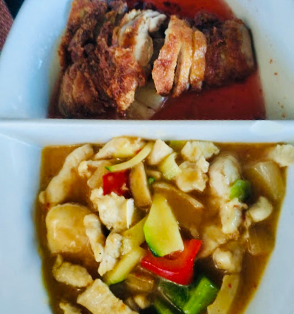 M19.POLLO CURRY Y PATO PIÑAS