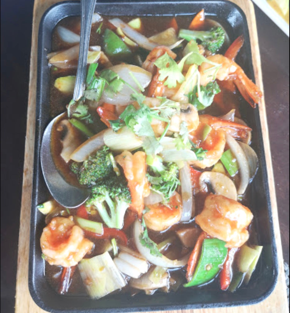 M35.LANGOSTINOS con verduras A LA PLANCHA