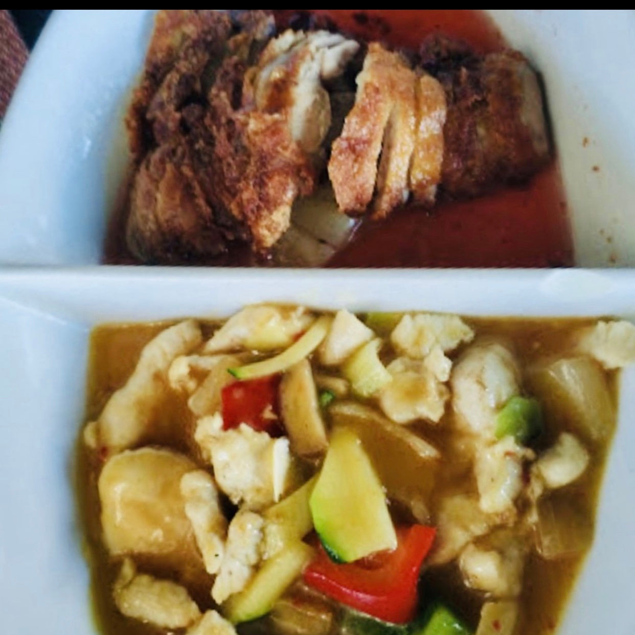 POLLO CURRY Y PATO CON PIÑA