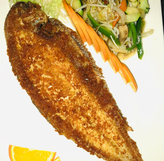 FILETE LENGUADO frito CON VERDURAS